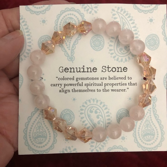 COPY - Genuine Rose Quartz & Bead Stretch Bracelet - Picture 4 of 4